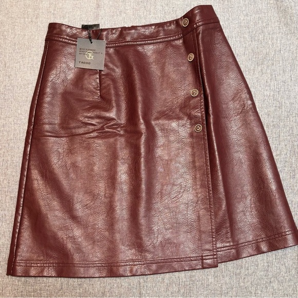 Faux Leather Skirt High Waisted, Pleather A Line Knee Length Wrap Skirt, SM - Picture 2 of 10